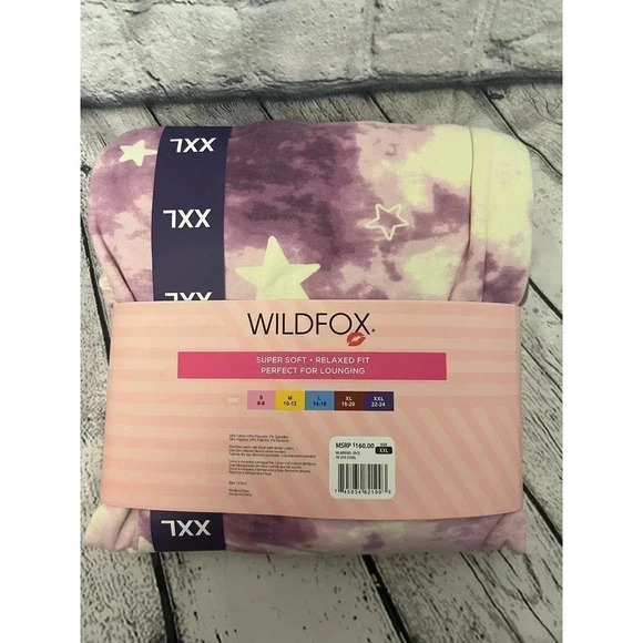 Wildfox Purple Tie Dye Stars Sweatshirt and Shorts Lounge Set Size Large/XXL - Picture 4 of 6